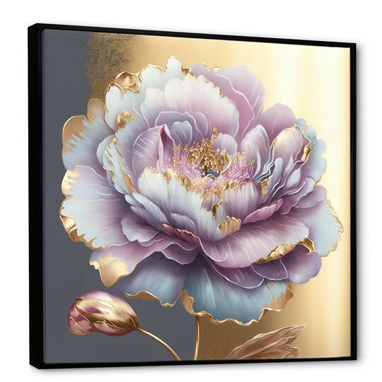 Designart 'Purple Hue Single Flower I' Floral & Botanical Framed Canvas Wall Art